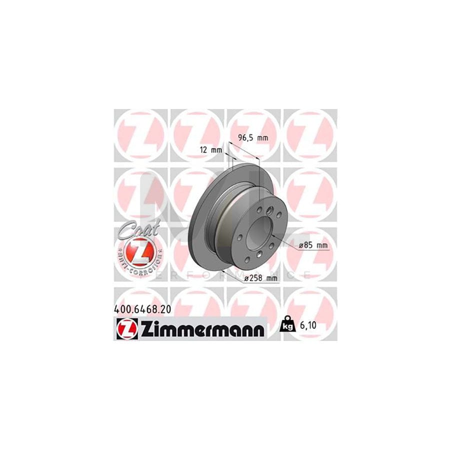 ZIMMERMANN COAT Z 400.6468.20 Brake Disc Solid, Coated, High-carbon  - 1 piece