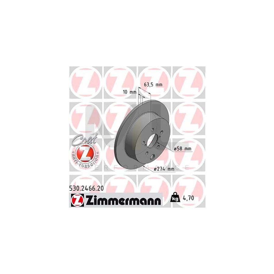 ZIMMERMANN COAT Z 530.2466.20 Brake Disc Solid, Coated  - 1 piece