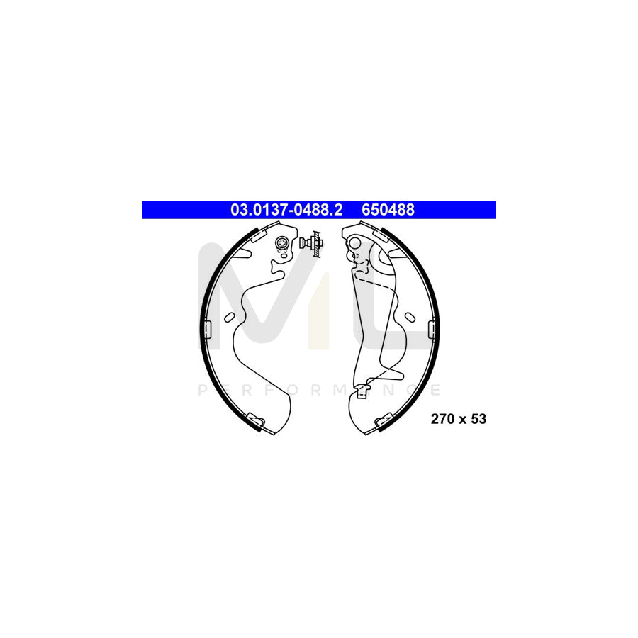 ATE 03.0137-0488.2 Brake Shoe Set with lever
