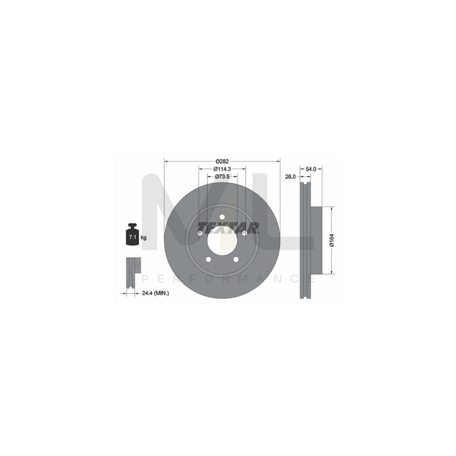 TEXTAR PRO 92229903 Brake Disc Internally Vented, Coated, without wheel hub, without wheel studs | ML Performance Car Parts