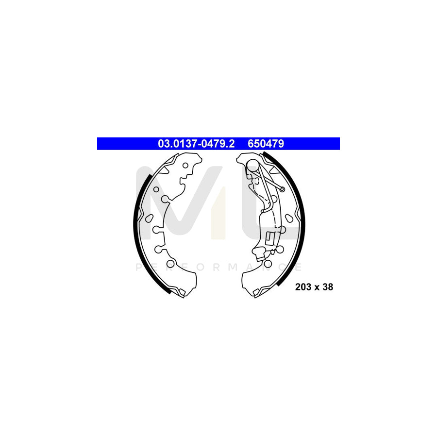 ATE 03.0137-0479.2 Brake Shoe Set with lever