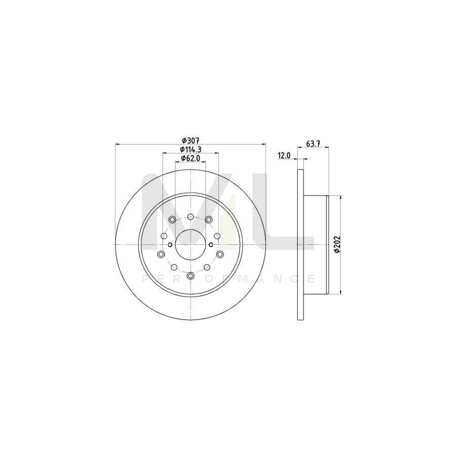 HELLA PRO 8DD 355 114-931 Brake Disc Solid, Coated, without wheel hub, without wheel studs