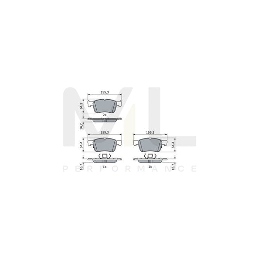 Bosch 0986424885 Brake Pad Set With Acoustic Wear Warning, With Anti-Squeak Plate, With Mounting Manual BP2514 | ML Performance Car Parts
