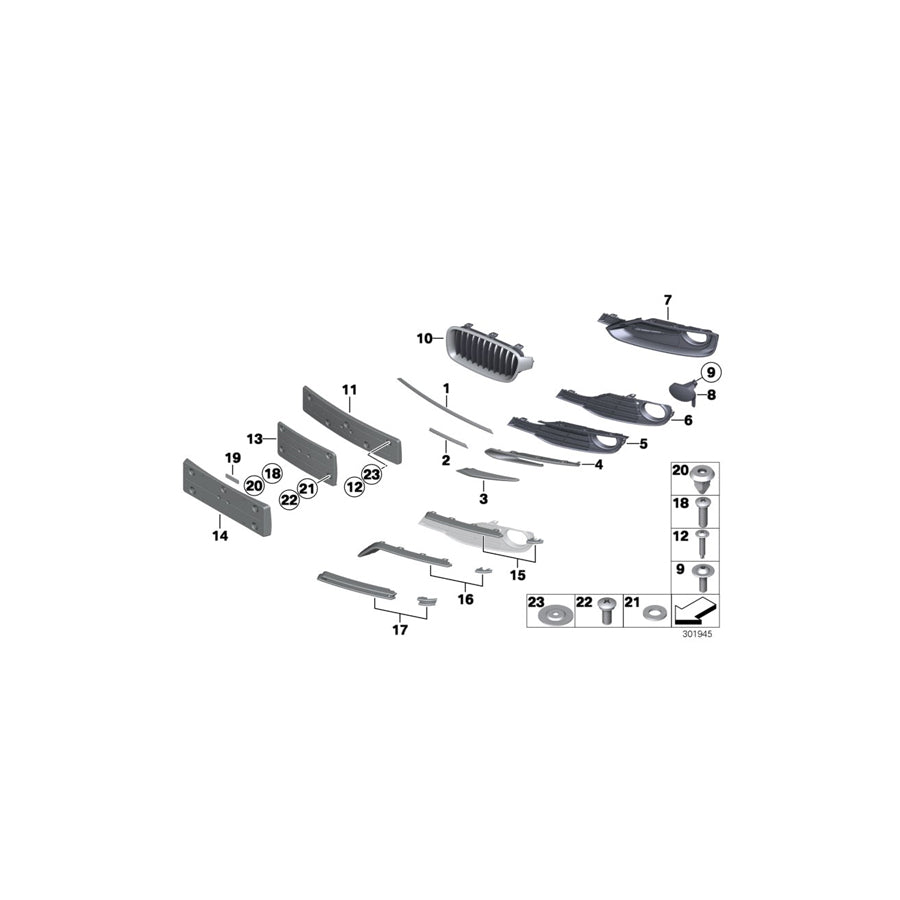 Genuine BMW 51117296376 F30 F31 Trim Molding, Center Right LUXURY / ACC (Inc. 320d ed, 320d & 335i) | ML Performance US