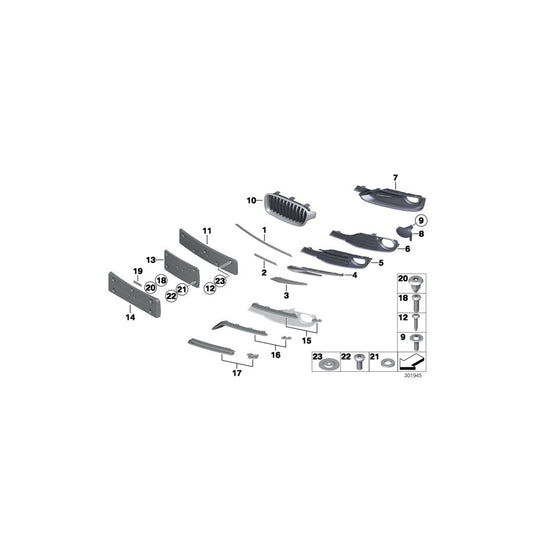 Genuine BMW 51117296376 F30 F31 Trim Molding, Center Right LUXURY / ACC (Inc. 320d ed, 320d & 335i) | ML Performance US