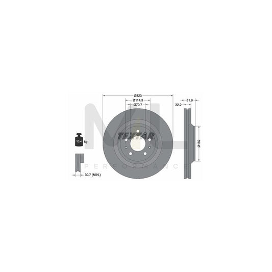 TEXTAR 92261100 Brake Disc Internally Vented, without wheel hub, without wheel studs | ML Performance Car Parts