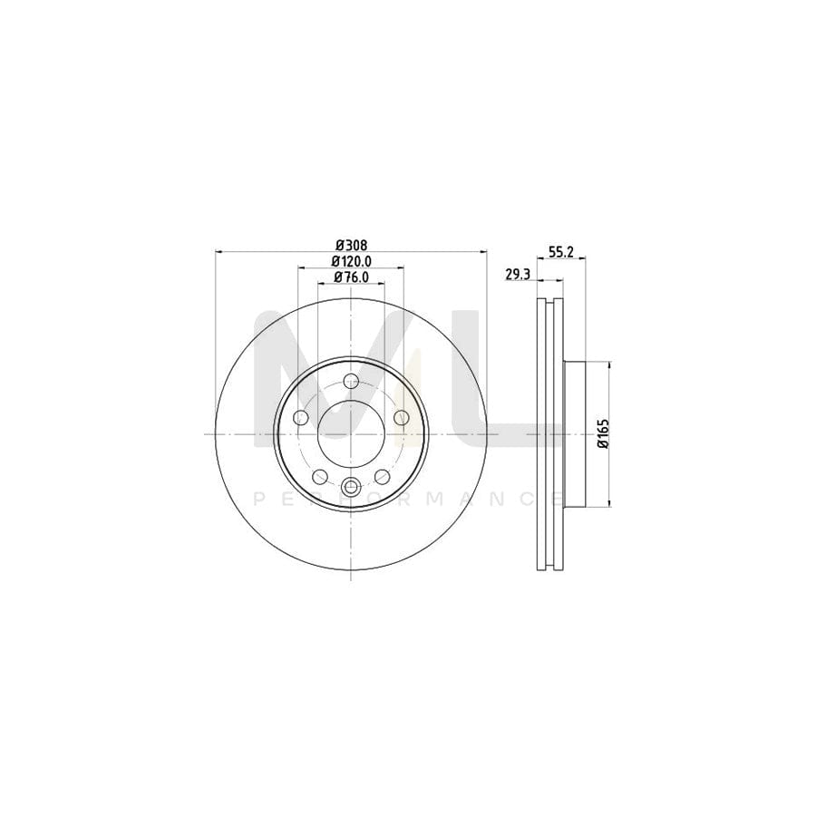 HELLA PRO 8DD 355 109-661 Brake Disc Internally Vented, Coated, without wheel hub, without wheel studs