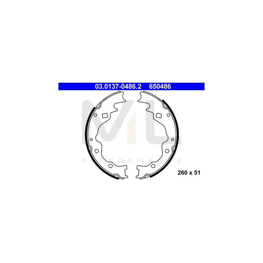 ATE 03.0137-0486.2 Brake Shoe Set without lever