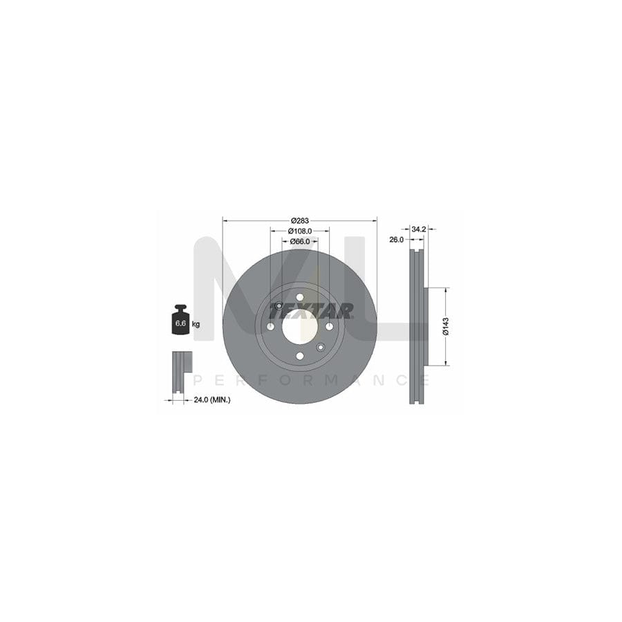 TEXTAR 92111600 Brake Disc Externally Vented, without wheel hub, without wheel studs | ML Performance Car Parts