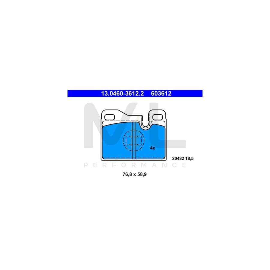 ATE 13.0460-3612.2 Brake pad set excl. wear warning contact, prepared for wear indicator