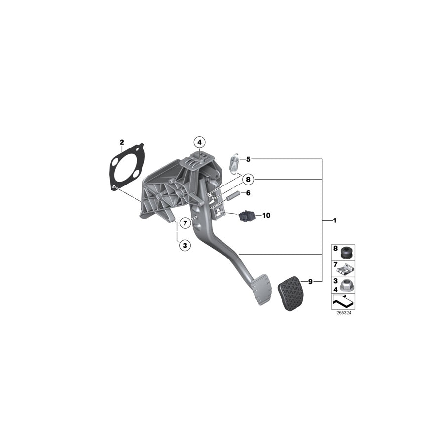 Genuine BMW 35002284308 F13 F06 Pedal Assembly With Brake Pedal (Inc. M5 & M6) | ML Performance US Car Parts