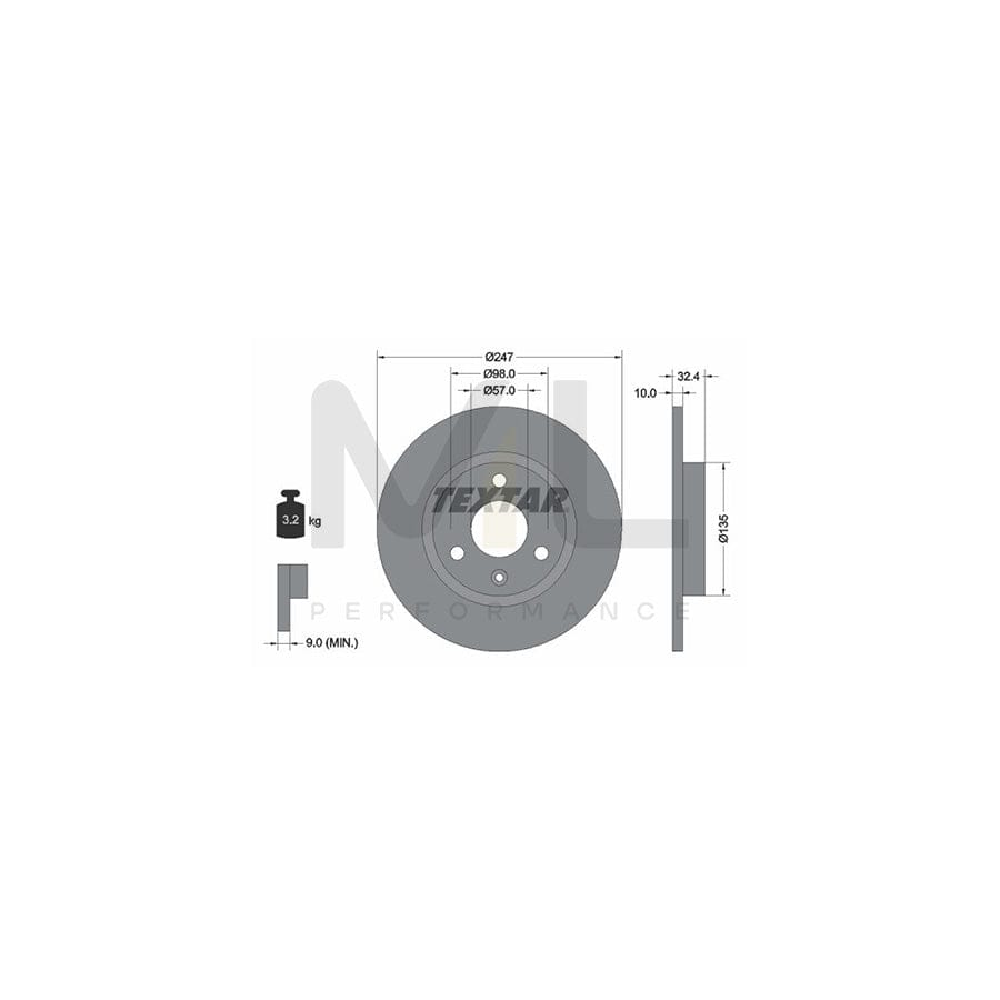 TEXTAR 92067300 Brake Disc Solid, without wheel hub, without wheel studs | ML Performance Car Parts