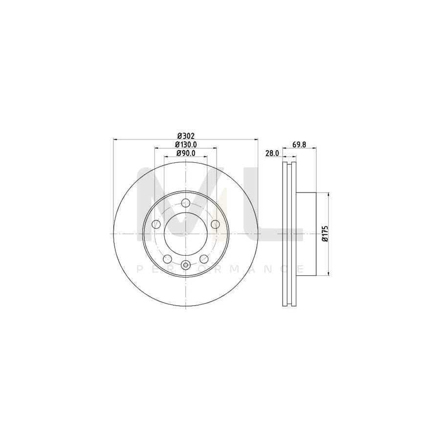 HELLA 8DD 355 117-121 Brake Disc Internally Vented, without wheel hub, without wheel studs