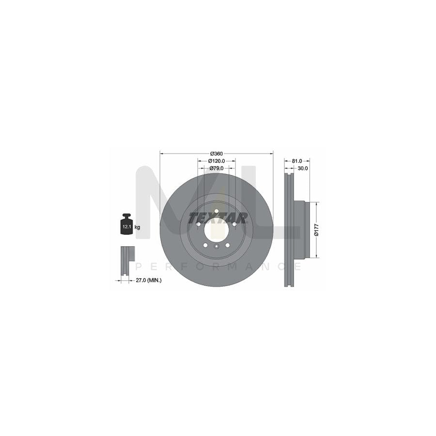 TEXTAR PRO 92178403 Brake Disc for LAND ROVER Range Rover III (L322) Internally Vented, Coated, without wheel hub, without wheel studs | ML Performance Car Parts