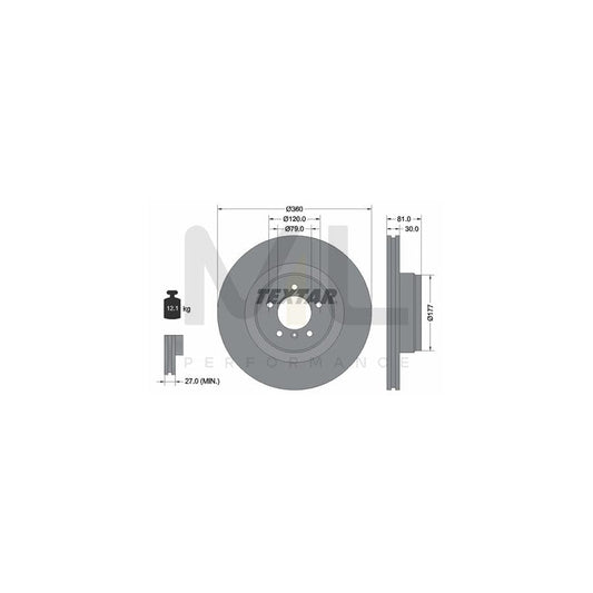 TEXTAR PRO 92178403 Brake Disc for LAND ROVER Range Rover III (L322) Internally Vented, Coated, without wheel hub, without wheel studs | ML Performance Car Parts