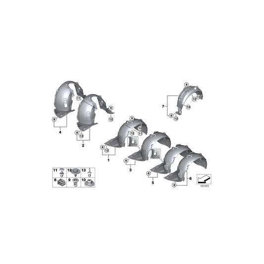 Genuine BMW 51717290796 F45 F46 Cover, Wheell Housing, Rear Right (Inc. 220dX, 218d & 220i) | ML Performance US Car Parts