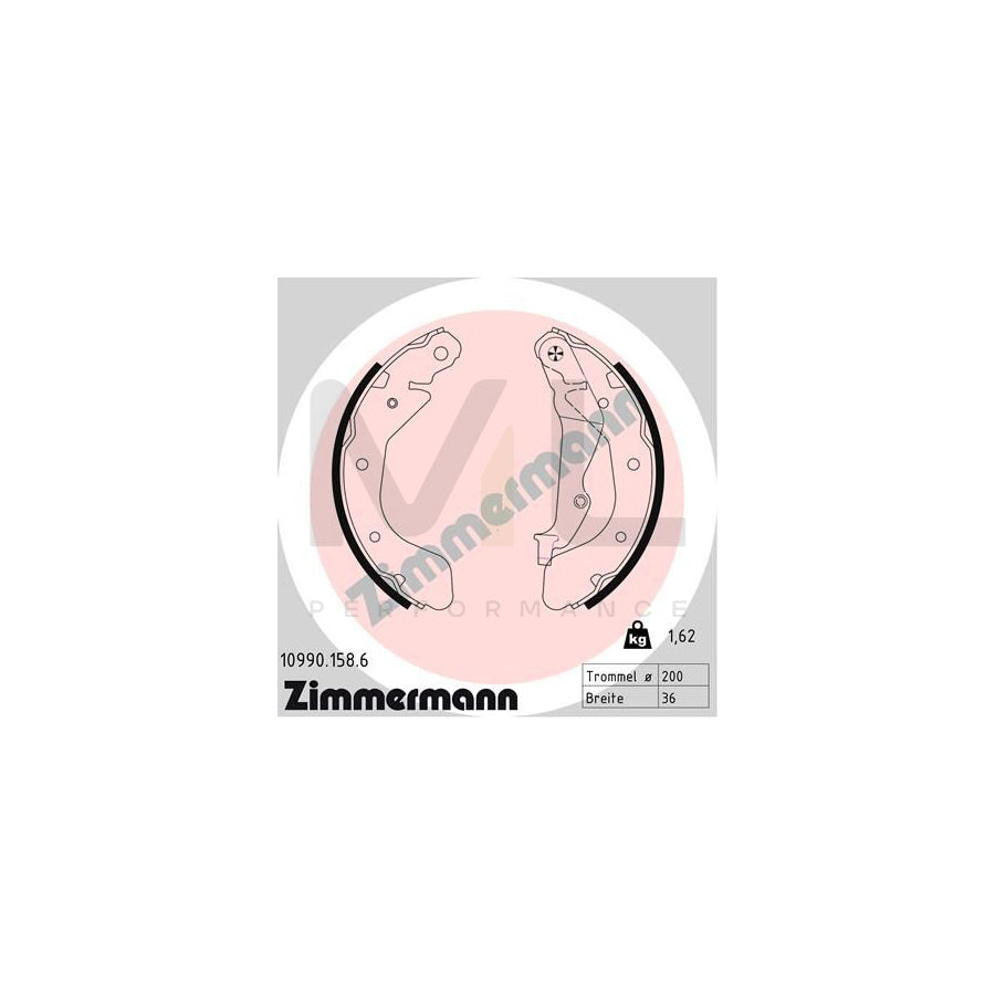 ZIMMERMANN 10990.158.6 Brake Shoe Set for OPEL Karl (C16) Photo corresponds to scope of supply, with lever