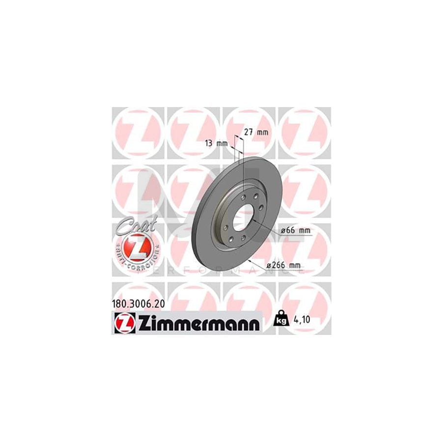 ZIMMERMANN COAT Z 180.3006.20 Brake Disc Solid, Coated  - 1 piece