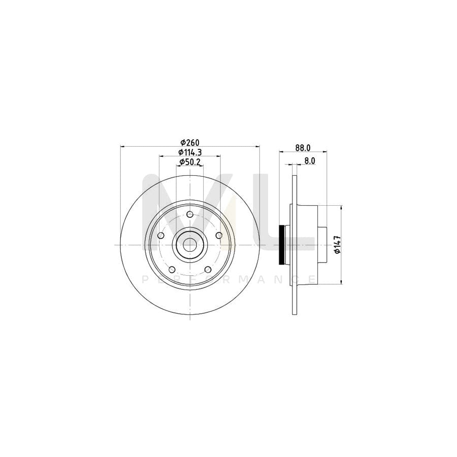 HELLA PRO 8DD 355 123-311 Brake Disc Solid, Coated, with integrated magnetic sensor ring, with wheel bearing