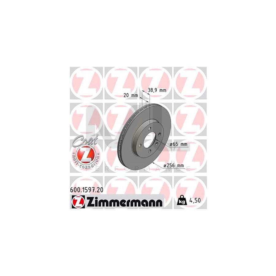 ZIMMERMANN COAT Z 600.1597.20 Brake Disc Internally Vented, Coated  - 1 piece