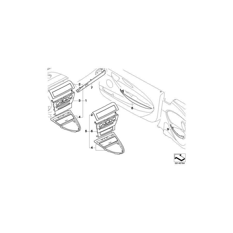 Genuine BMW 51168028886 E63 E64 Decor Panel For Centre Console SCHWARZ (Inc. 645Ci, 650i & 630i) | ML Performance US Car Parts