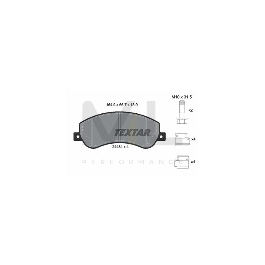 TEXTAR 2448404 Brake pad set for VW AMAROK not prepared for wear indicator, with brake caliper screws, with accessories | ML Performance Car Parts