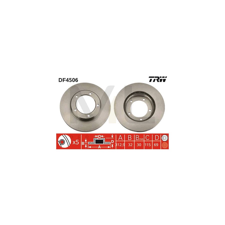 TRW DF4506 Brake Disc Vented, Painted | ML Performance Car Parts
