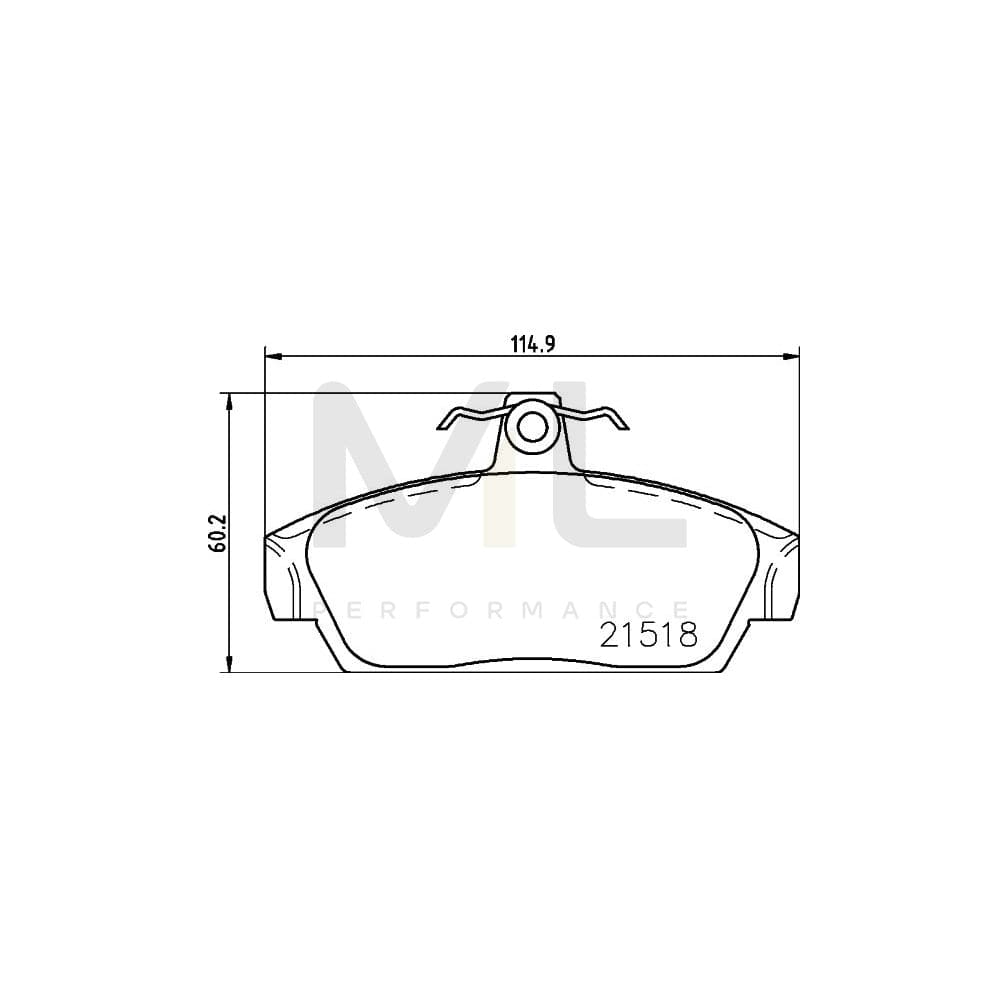 Hella 8DB 355 018-081 Brake Pad Set Not Prepared For Wear Indicator, With Brake Caliper Screws