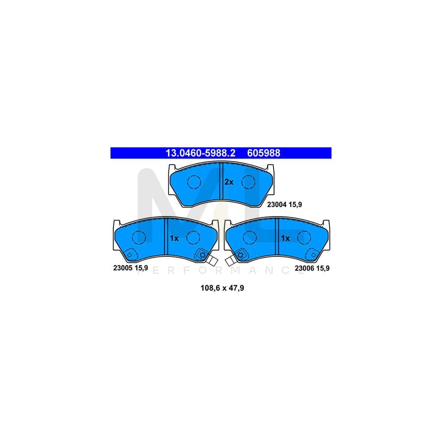 ATE 13.0460-5988.2 Brake pad set for NISSAN ALMERA with acoustic wear warning