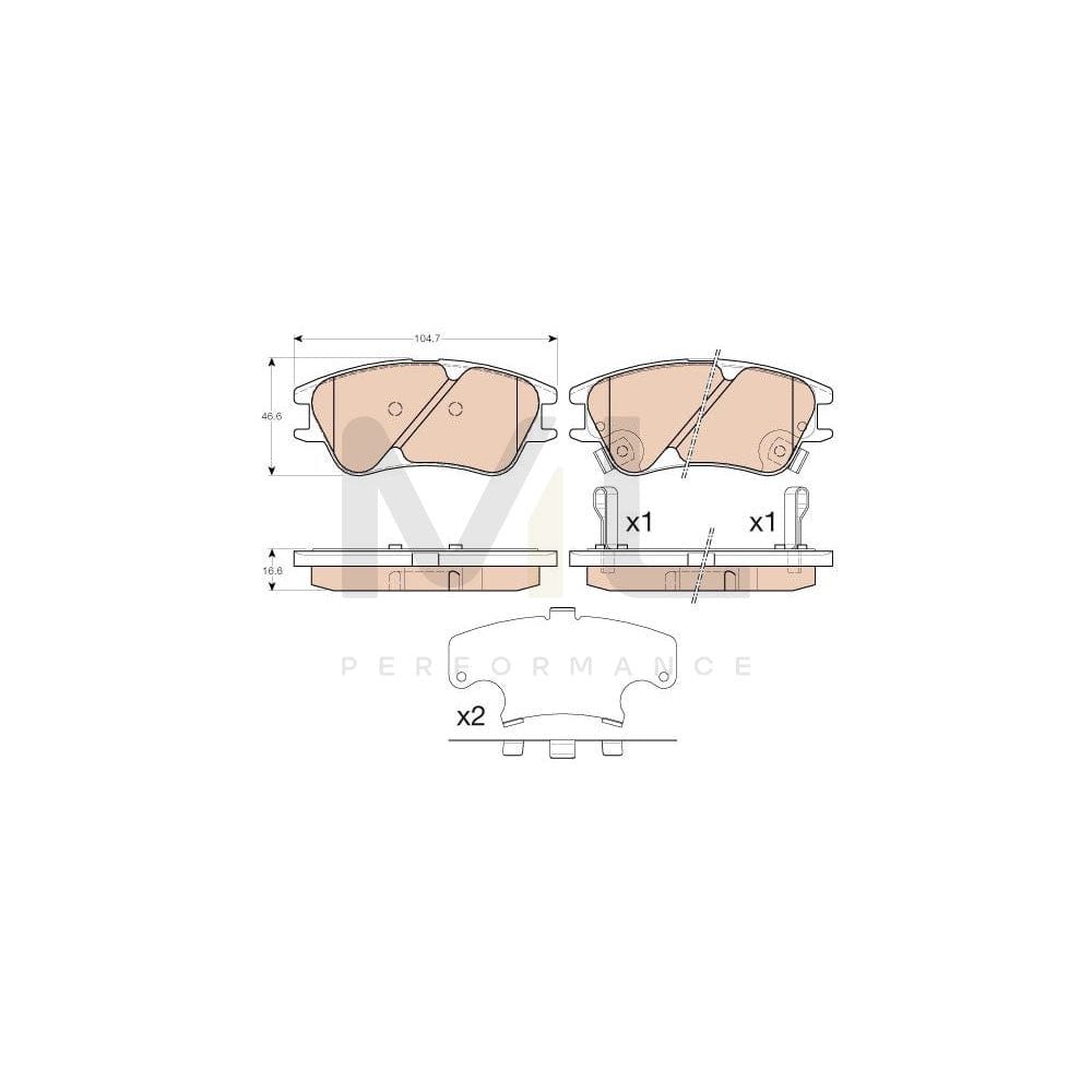TRW Cotec Gdb3377 Brake Pad Set For Hyundai Amica / Atoz (Mx) With Acoustic Wear Warning, With Accessories | ML Performance Car Parts