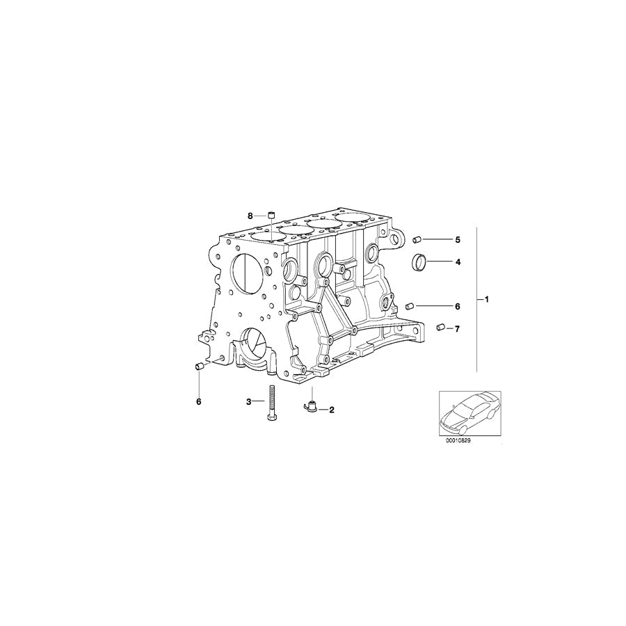 Genuine BMW 11111712975 E36 E46 Engine Block With Piston (Inc. 316i 1.9, 318i & Z3 1.9) | ML Performance US Car Parts