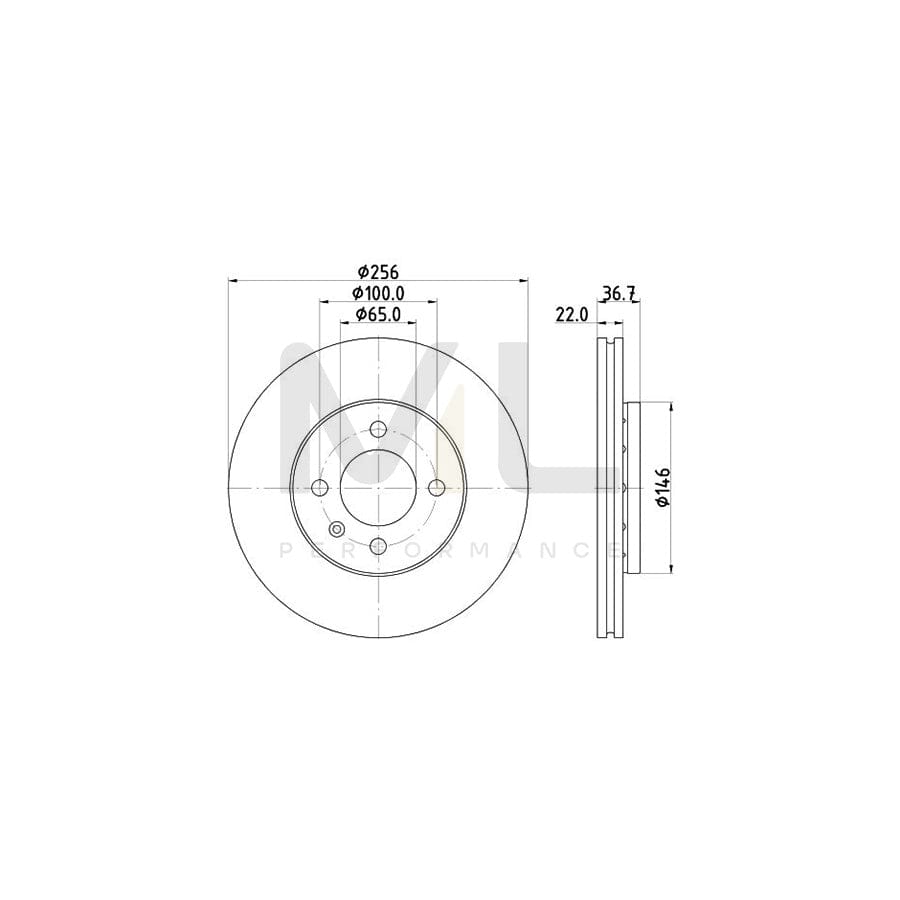 HELLA 8DD 355 125-391 Brake Disc PRO, Externally Vented, Coated, without wheel hub, without wheel studs