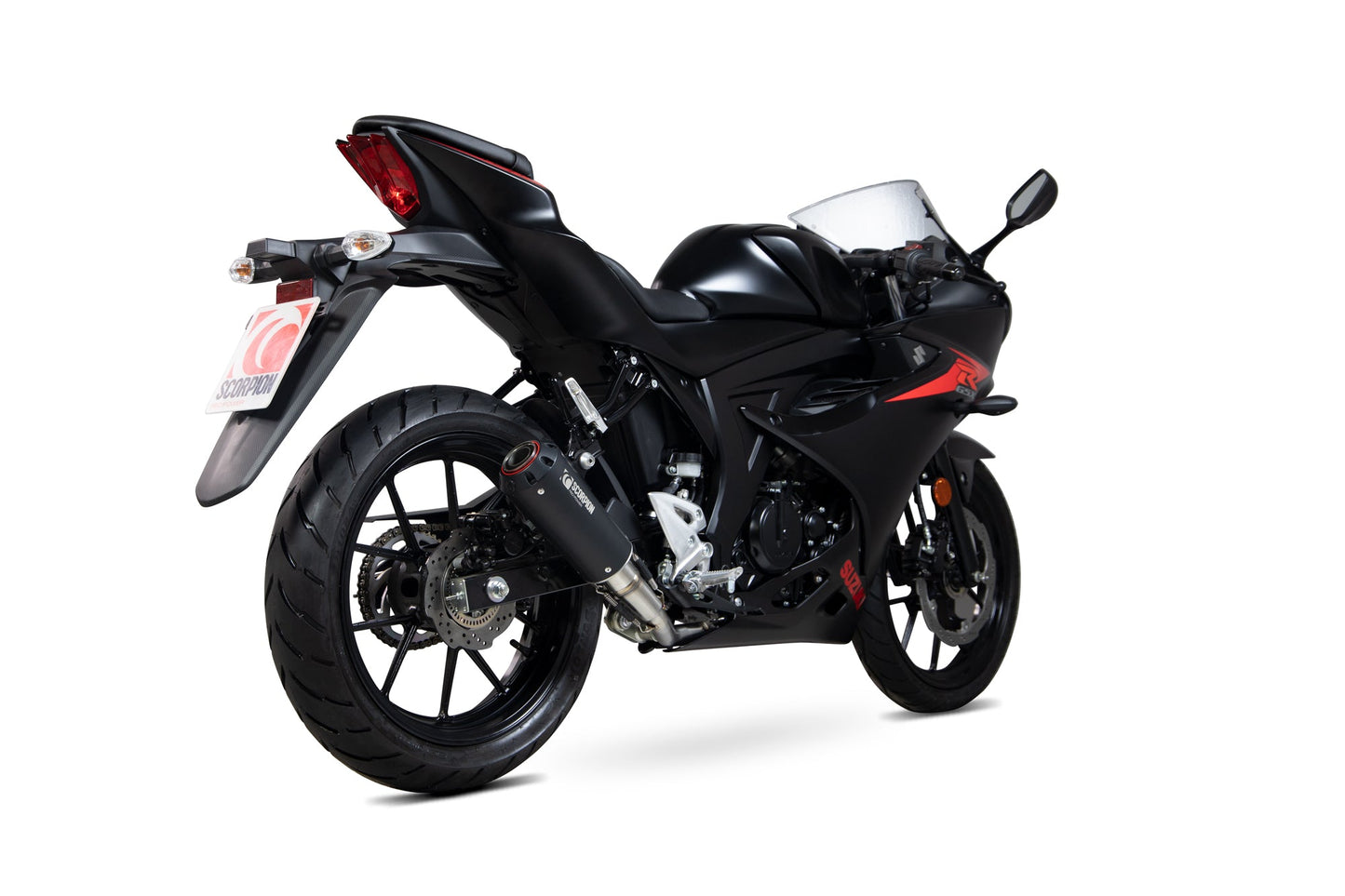 Scorpion PSI121BCER Suzuki Red Power Full System - Black Ceramic Coated Sleeve (GSX-R 125 / GSX-R 150) | ML Performance US US
