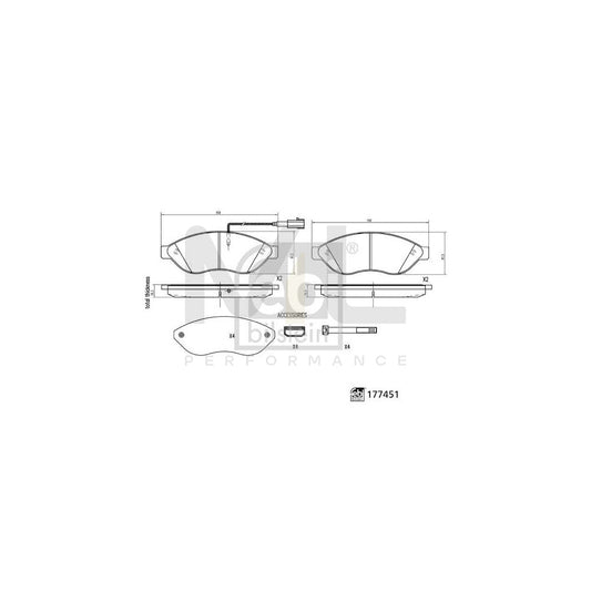 Febi Bilstein 177451 Brake Pad Set Front Axle, Incl. Wear Warning Contact, With Attachment Material