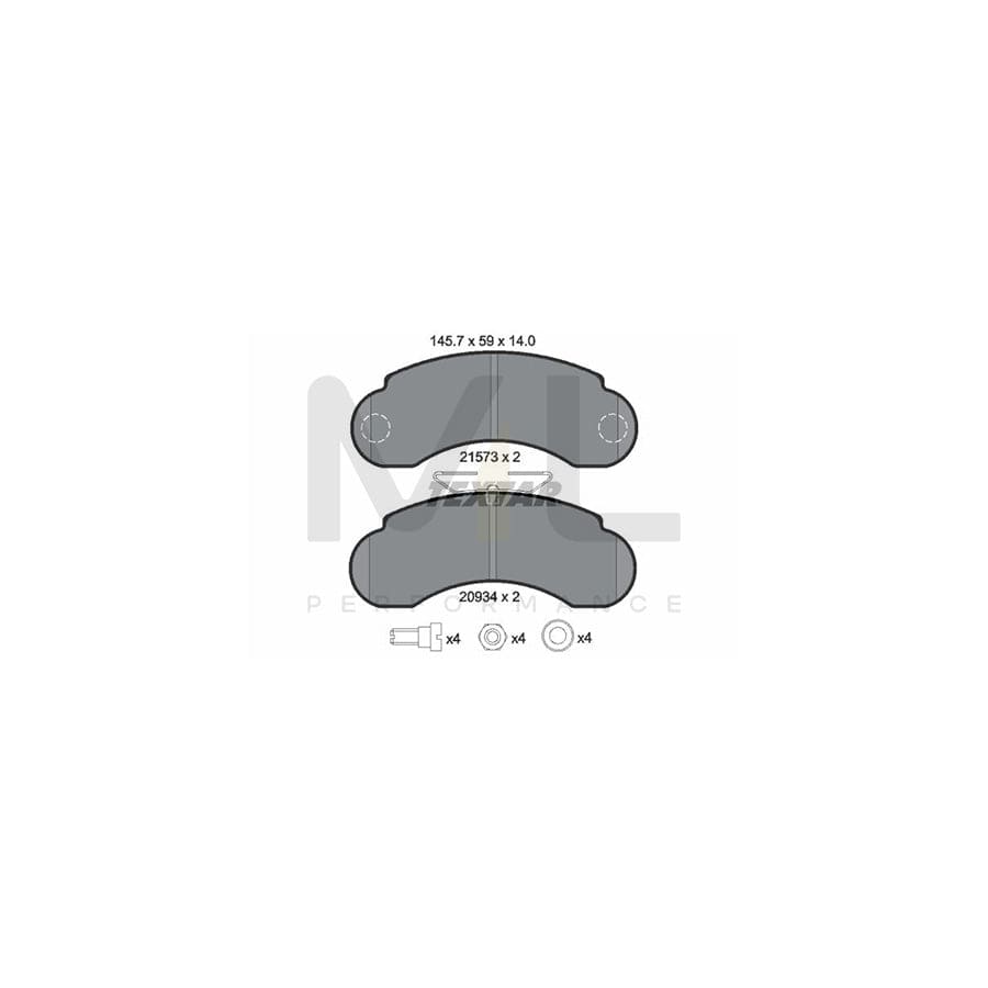 TEXTAR 2157302 Brake pad set not prepared for wear indicator, with brake caliper screws, with accessories | ML Performance Car Parts