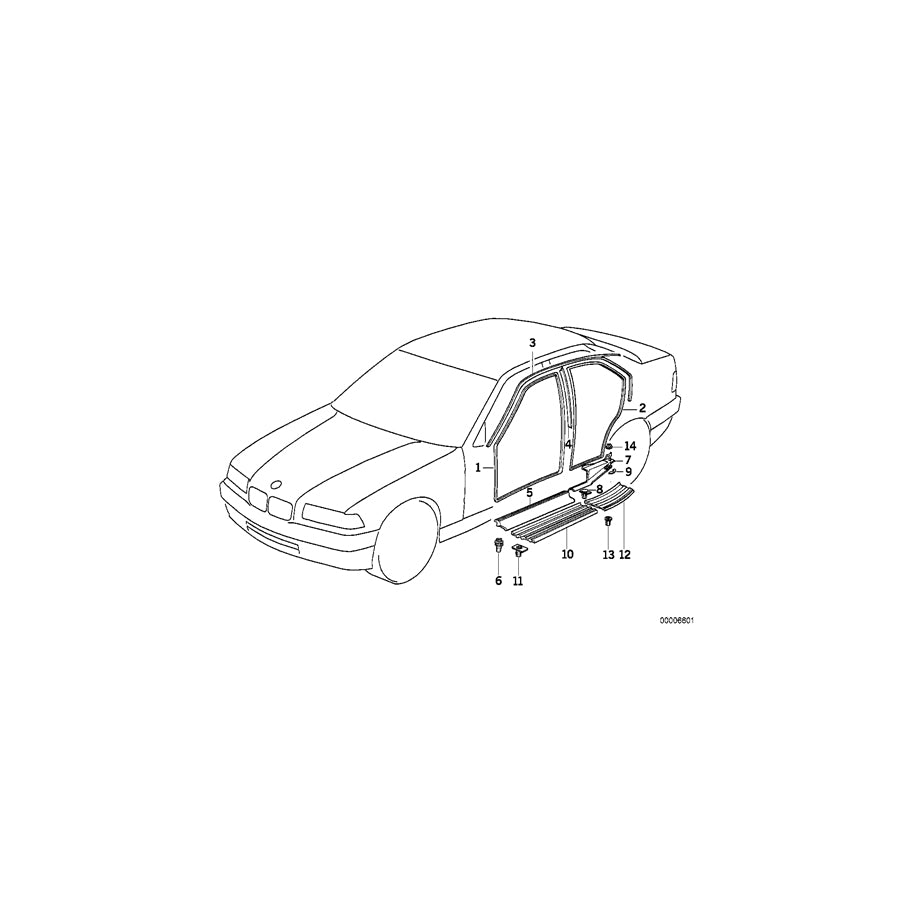 Genuine BMW 51478130435 E36 Sill Strip Front SCHWARZ (Inc. 323i, M3 & 316i) | ML Performance UK Car Parts