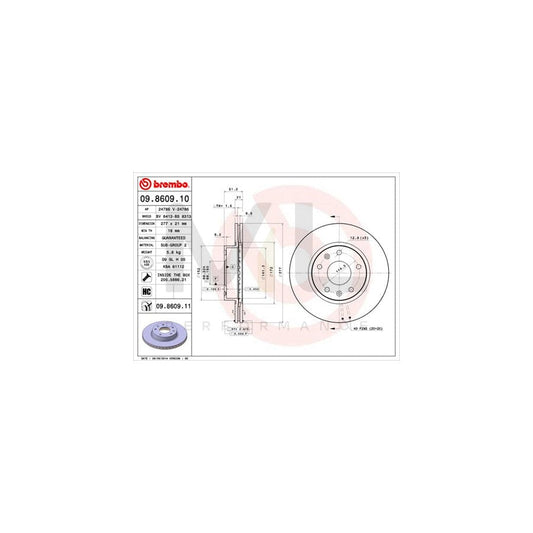 BREMBO COATED DISC LINE 09.8609.11 Brake Disc for LAND ROVER FREELANDER Internally Vented, Coated, with bolts/screws | ML Performance Car Parts