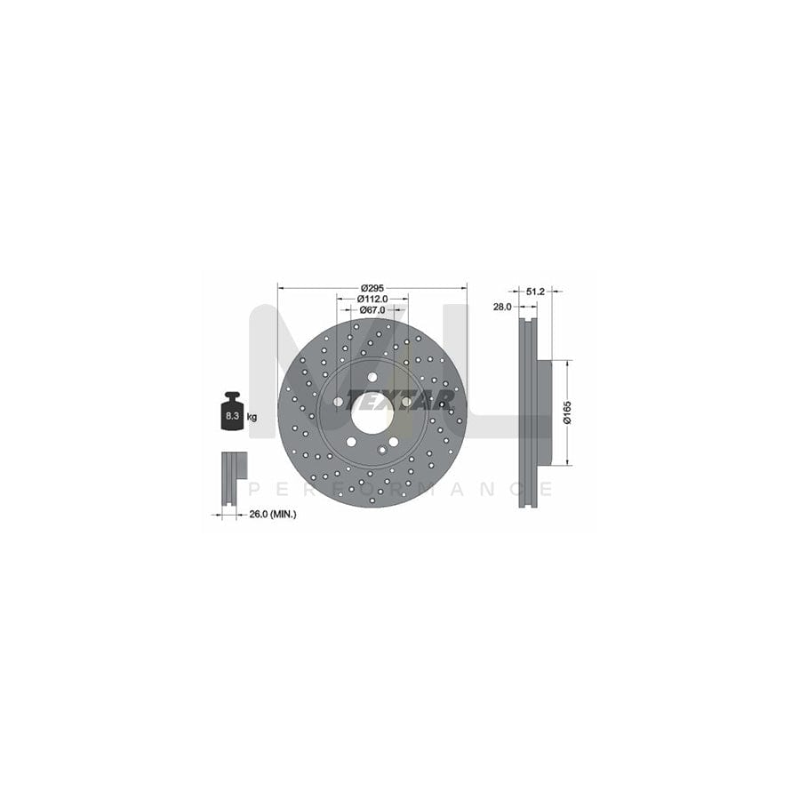 TEXTAR PRO 92257503 Brake Disc Internally Vented, Perforated, Coated, without wheel hub, without wheel studs | ML Performance Car Parts