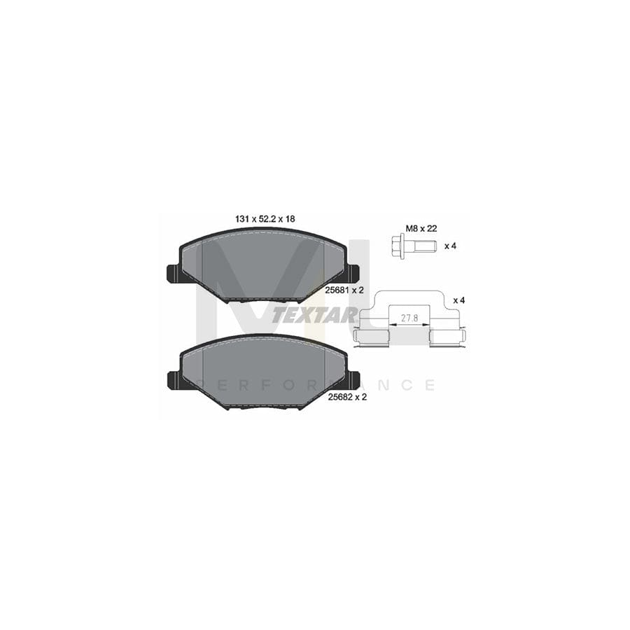 TEXTAR 2568101 Brake pad set not prepared for wear indicator, with brake caliper screws, with accessories | ML Performance Car Parts