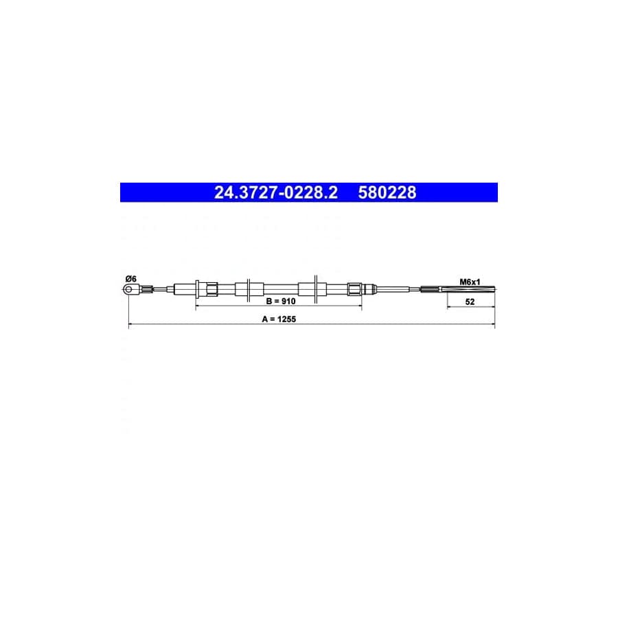 ATE 24.3727-0228.2 Hand Brake Cable for BMW Z3 Roadster (E36)