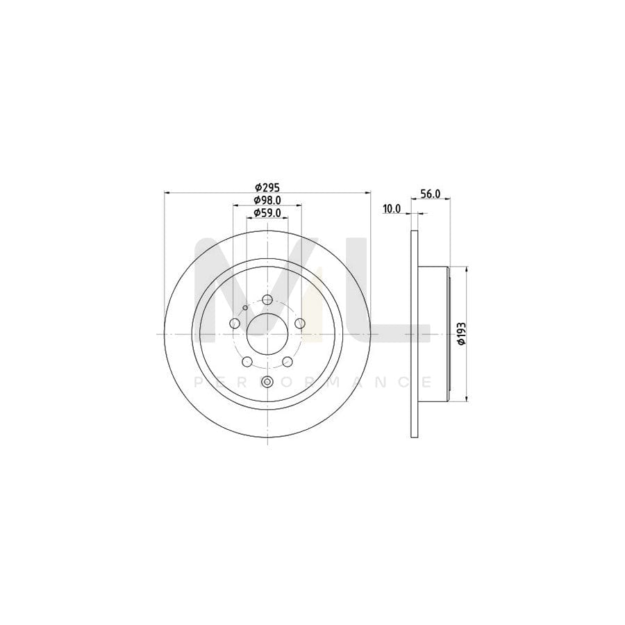 HELLA 8DD 355 104-461 Brake Disc Solid, without wheel hub, without wheel studs
