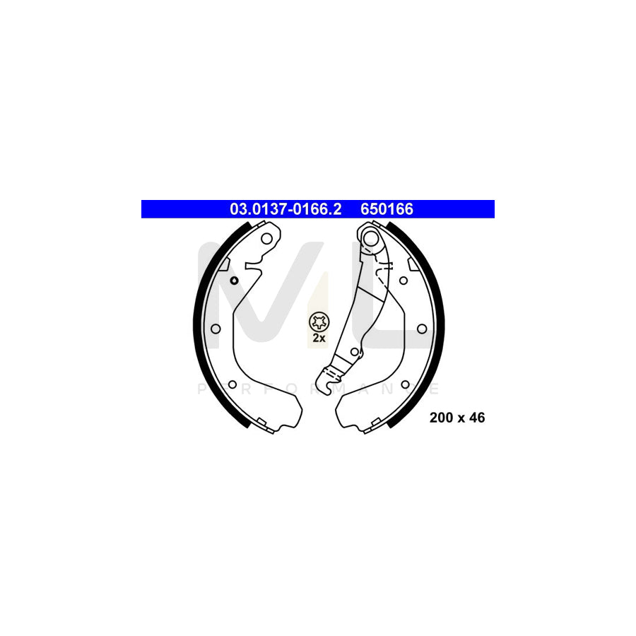 ATE 03.0137-0166.2 Brake Shoe Set with lever
