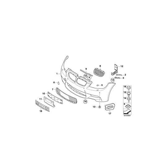 Genuine BMW 51118046009 E92 E93 E90 Trim Cover, Bumper, Primed, Front M - PDC (Inc. M3) | ML Performance US