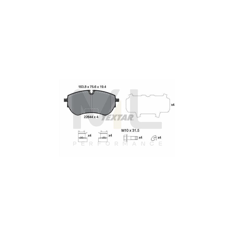 TEXTAR 2264401 Brake pad set for VW AMAROK incl. wear warning contact, with brake caliper screws, with accessories | ML Performance Car Parts