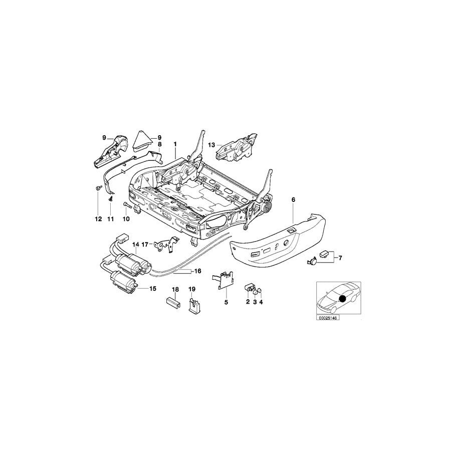 Genuine BMW 52108162328 E39 E38 Seat Frame (Inc. 540iP, 728iL & 740iLP) | ML Performance US Car Parts