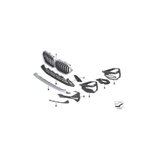 Genuine BMW 51117954254 F48 Trim On Grill, Side, Right BASIS (Inc. X1 18d, X1 25iX & X1 18dX) | ML Performance US