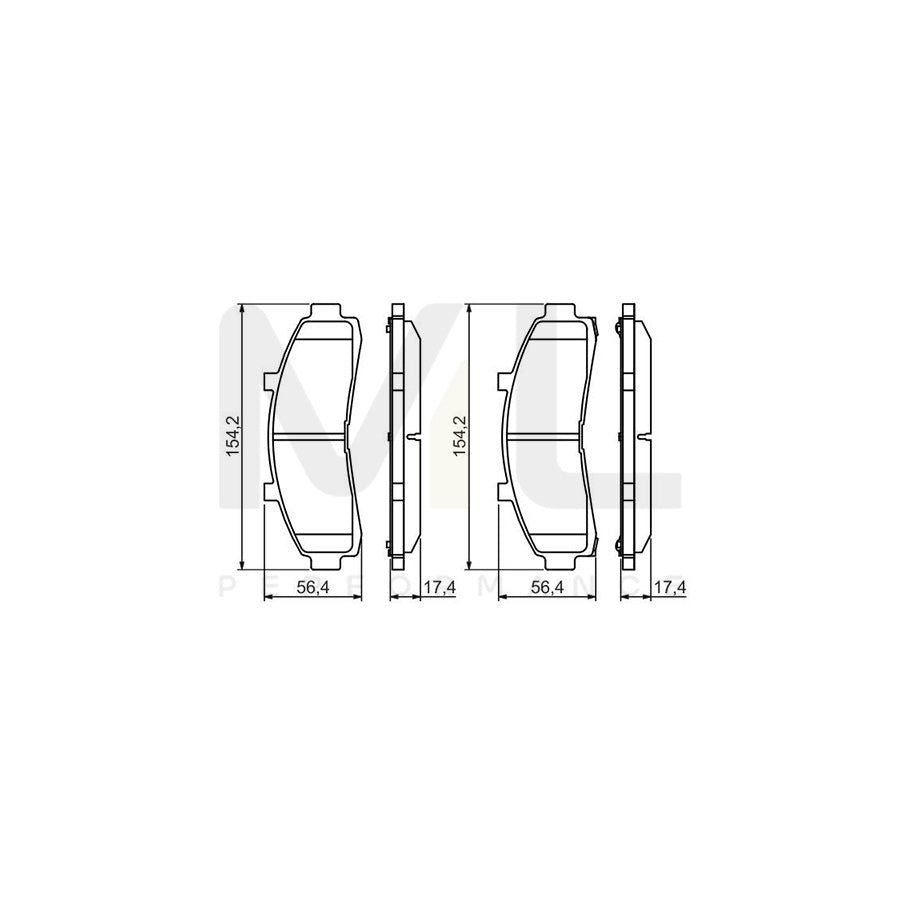 Bosch 0986424656 Brake Pad Set With Acoustic Wear Warning, With Anti-Squeak Plate BP372 | ML Performance Car Parts