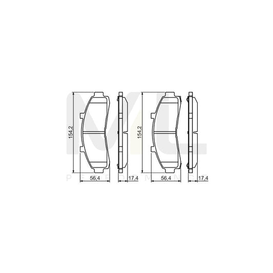 Bosch 0986424656 Brake Pad Set With Acoustic Wear Warning, With Anti-Squeak Plate BP372 | ML Performance Car Parts