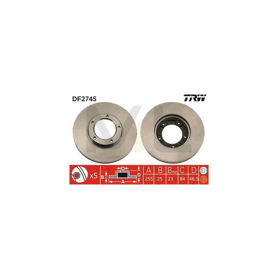 TRW DF2745 Brake Disc for TOYOTA HIACE Vented | ML Performance Car Parts
