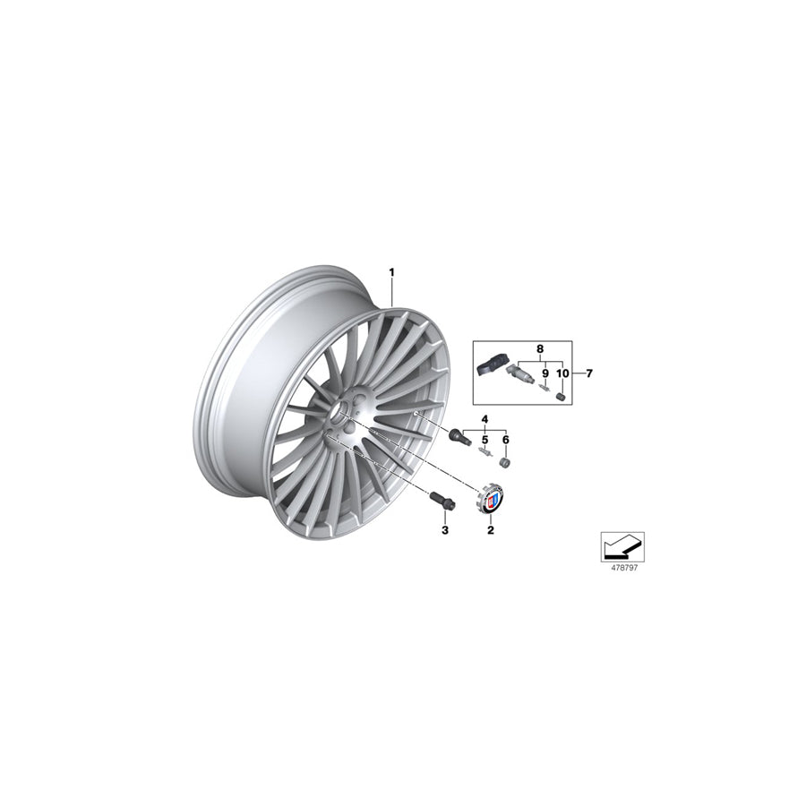 Genuine BMW 36107991472 G12 Light Alloy Rim, Silver 10X21 ET:41 (Inc. ALPINA B7) | ML Performance US Car Parts